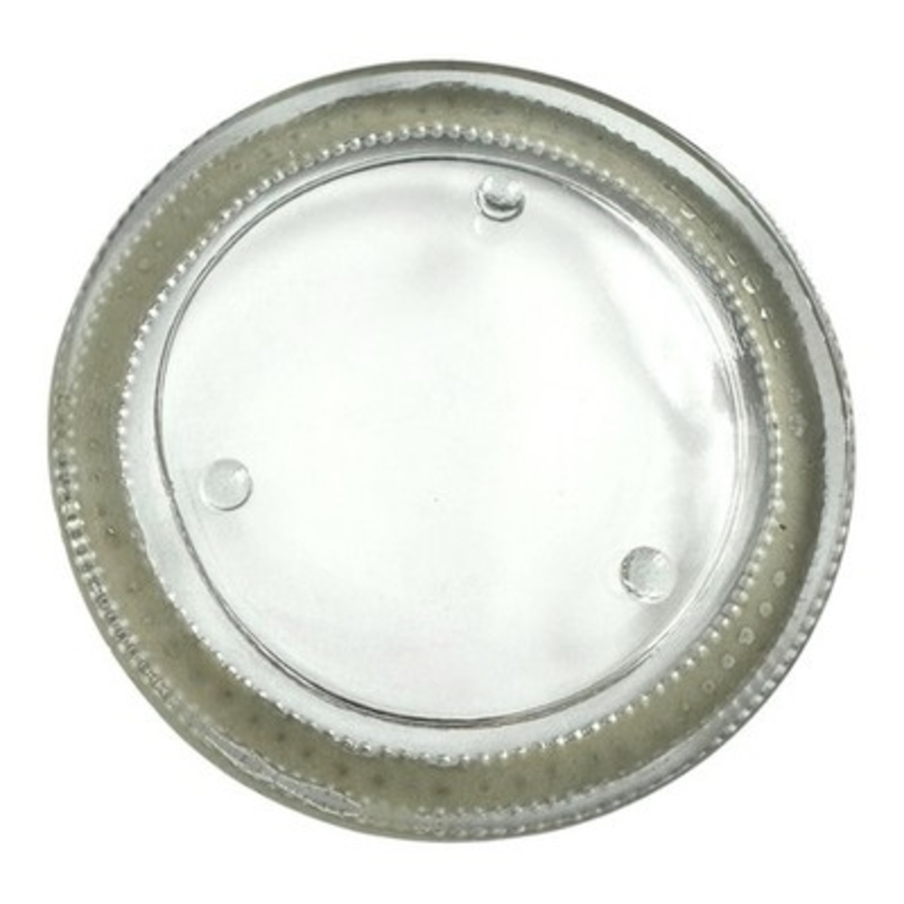 Crystal Rhinestone Beaded Glass Pillar Candle Plate Holder Round 4.25" Silver VG - Picture 5 of 5